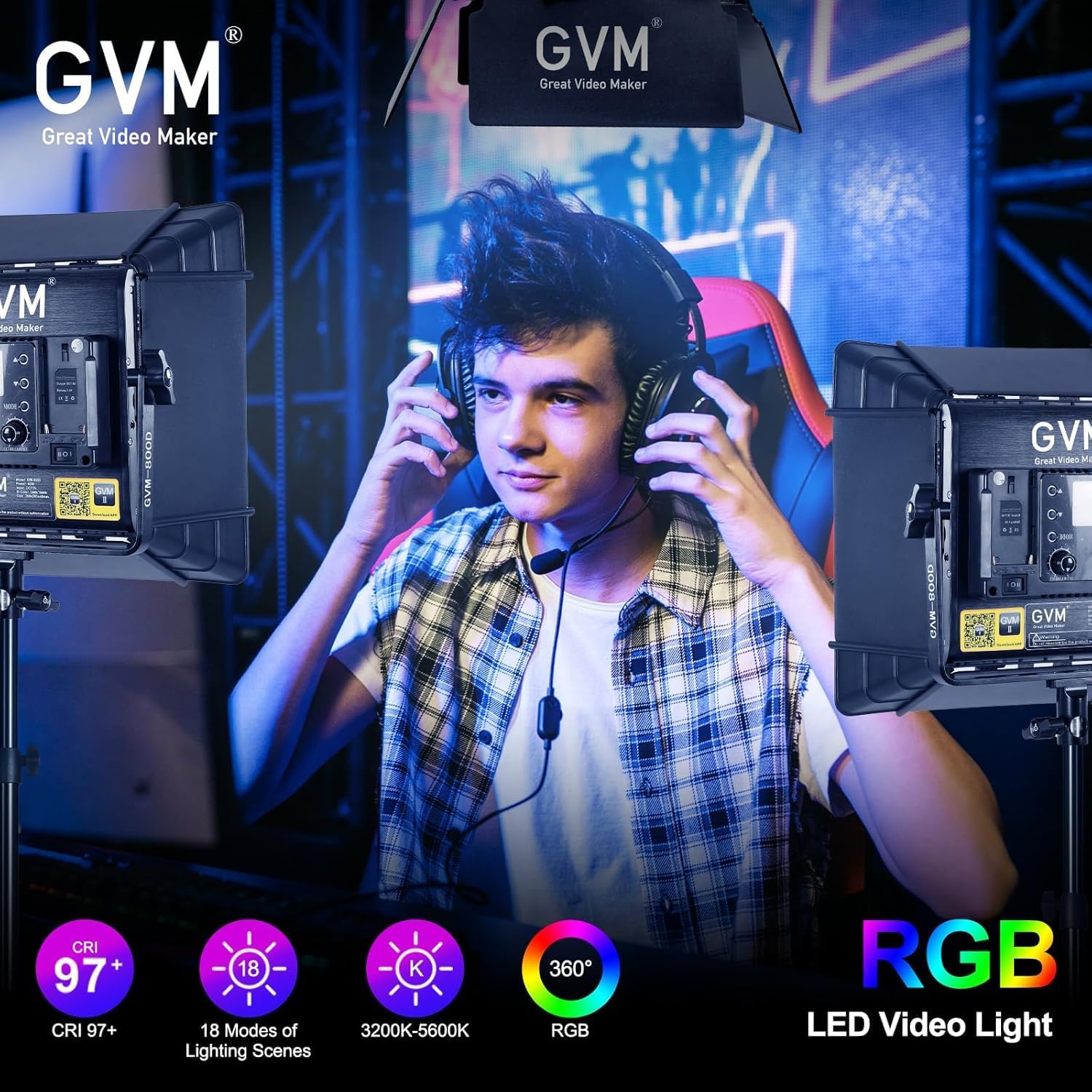 RGB LED Video Lighting Kit, 3- - Photography Lighting App 评论和价格